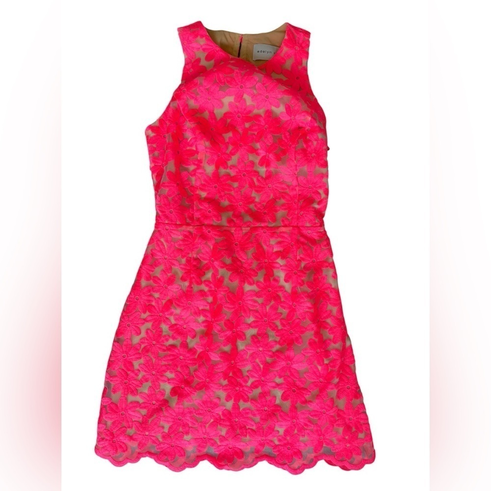 Adelyn Rae Neon Pink Floral Lace Mini Dress
